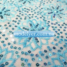 Ткань Сетка с пайетками (голубой)